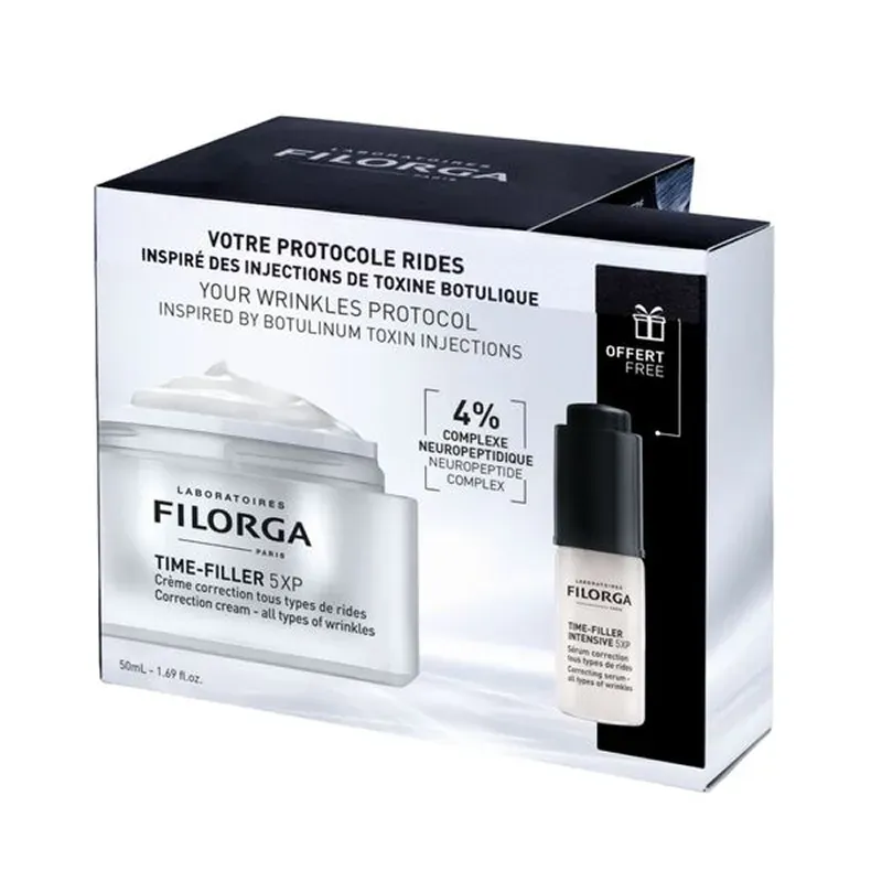 Filorga Time-Filler 5 XP Crema 50 ml + Sérum 5 ml + Crema de Noche 14 ml | Farmacia Barata