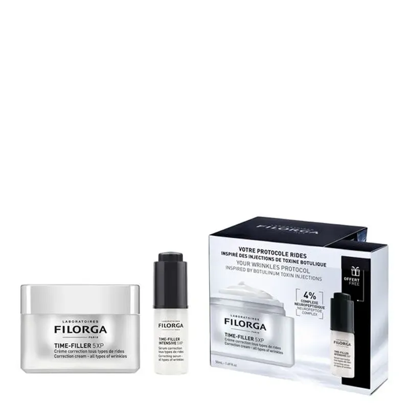 Filorga Time-Filler 5 XP Crema 50 ml + Sérum 5 ml + Crema de Noche 14 ml | Farmacia Barata