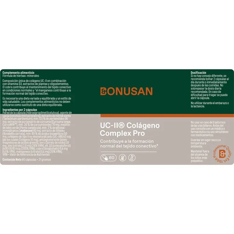 Bonusan UC-II colágeno Complex Pro , 60 cápsulas información