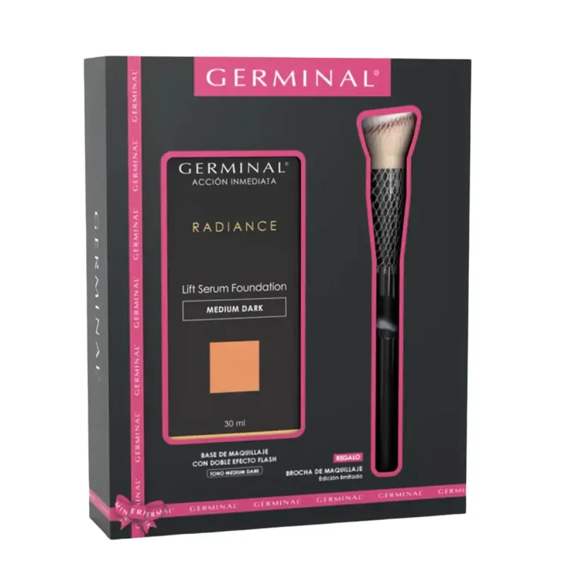 Pack Germinal Radiance Lift Sérum Foundation Medium Dark 30 ml + Brocha maquillaje Pack Germinal Radiance Lift Sérum Foundation Medium Dark 30 ml + Brocha maquillaje