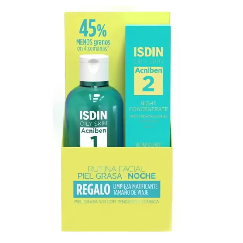 Isdin Acniben Night Concentrate Sérum, 27 ml + Regalo Limpiador Matificante| Farmacia Barata