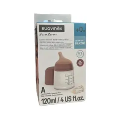 Suavinex Zero Zero Biberón Anticólico T Silicona Flujo Adaptable Color Deep, 120 ml