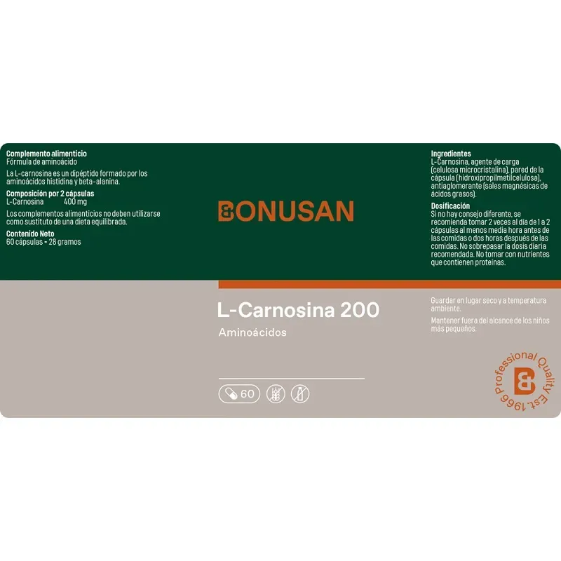 Bonusan L-Carnosina 200, 60 cápsulas | Farmacia Barata Bonusan L-Carnosina 200, 60 cápsulas | Farmacia Barata