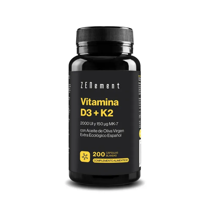 Zenement Vitamina D3 + K2 2000 UI y 150 µg MK-7, 200 cápsulas blandas | Farmacia Barata Zenement Vitamina D3 + K2 2000 UI y 150 µg MK-7, 200 cápsulas blandas | Farmacia Barata