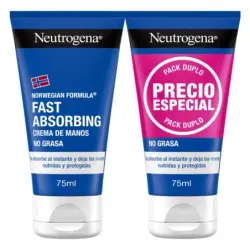 Neutrogena Crema de Manos Reparadora de Grietas Absorción Rápida Duplo, 2x75 ml