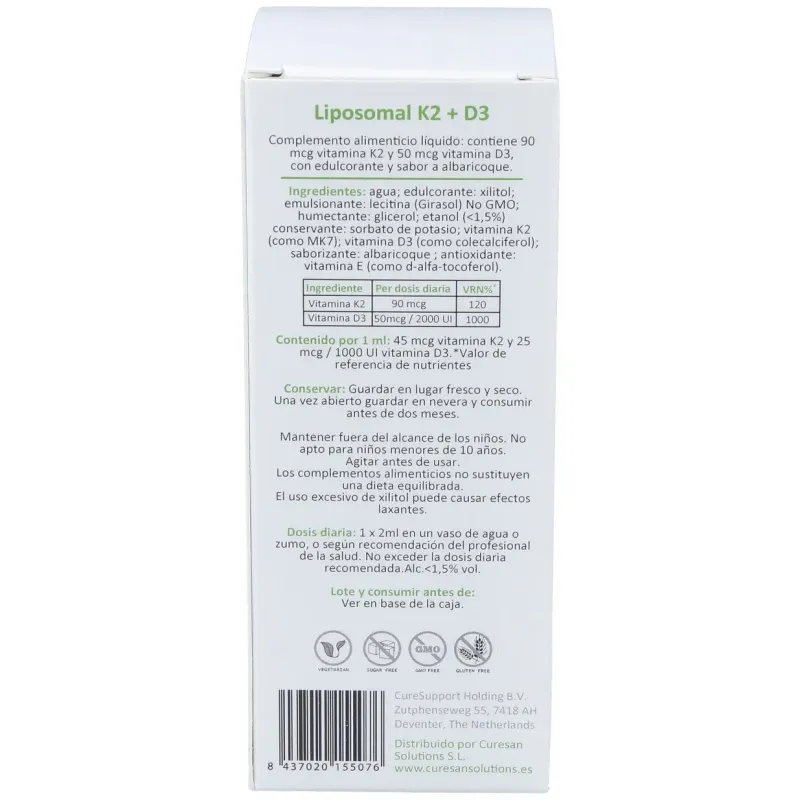 Curesupport liposomal k2+d3 60ml | Farmacia Barata