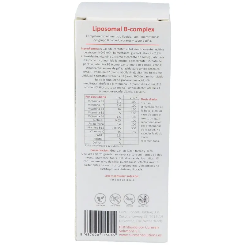 Curesupport liposomal b complex 150ml | Farmacia Barata Curesupport liposomal b complex 150ml | Farmacia Barata
