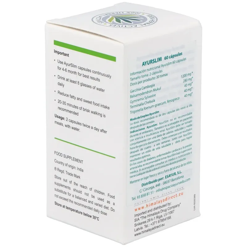 Himalaya healthcare ayurslim adelgazar 60cáps | Farmacia Barata