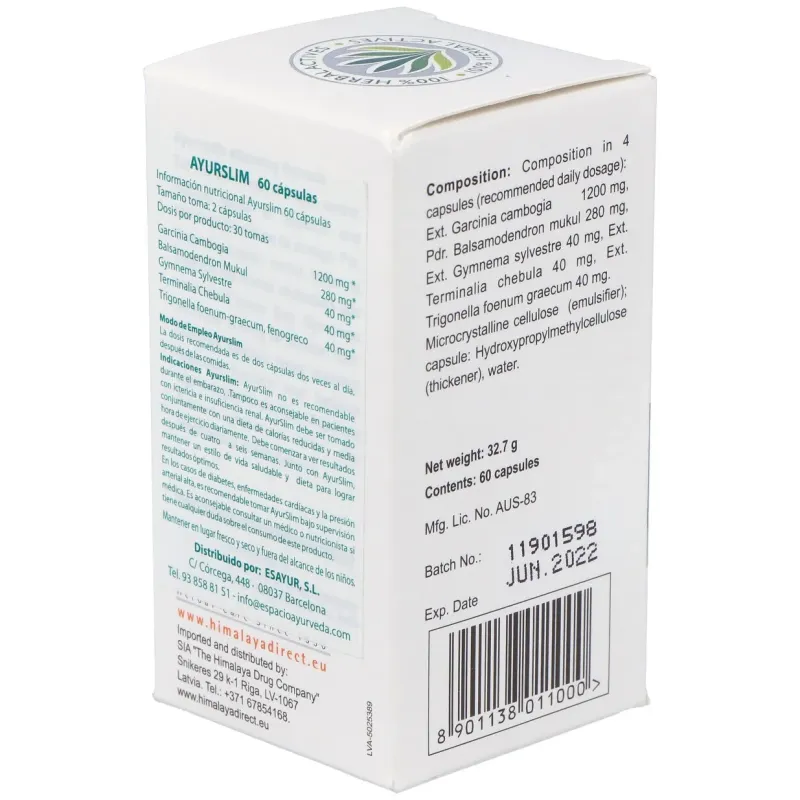 Himalaya healthcare ayurslim adelgazar 60cáps | Farmacia Barata