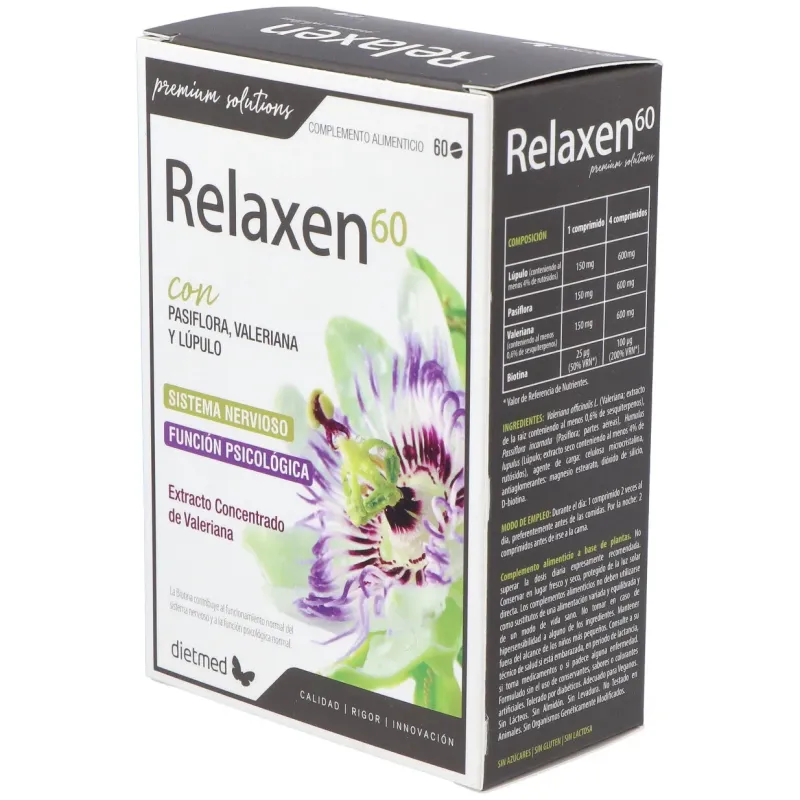 Dietmad relaxen pasiflora valeriana 60comp | Farmacia Barata
