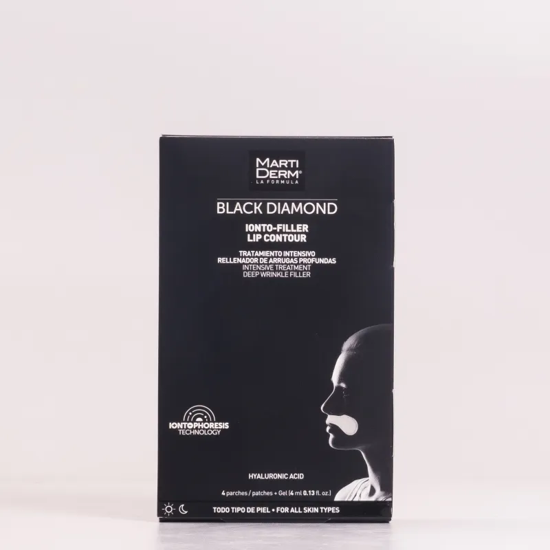 Martiderm Black Diamond Ionto-Filler Contorno de Labios, 4 parches + 4ml Gel. Martiderm Black Diamond Ionto-Filler Contorno de Labios, 4 parches + 4ml Gel.