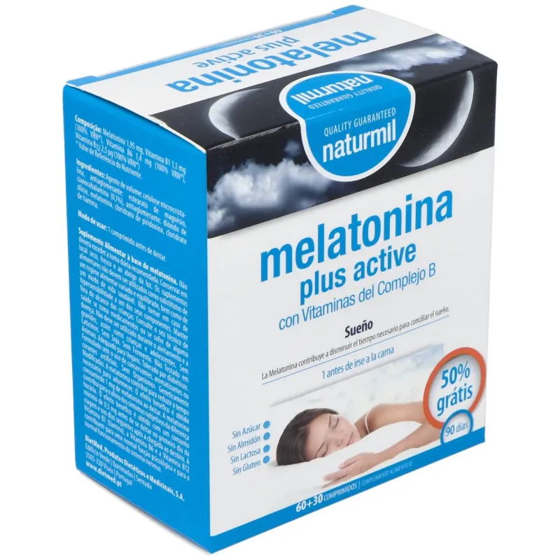 Naturmil melatonina plus active 1_9mg 60comp | Farmacia Barata