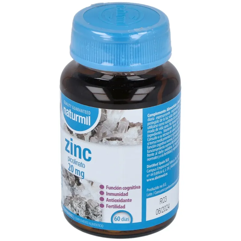 Naturmil zinc 20mg picolinato 60comp | Farmacia Barata Naturmil zinc 20mg picolinato 60comp | Farmacia Barata