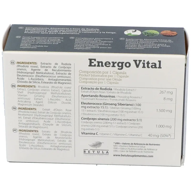 Betula energo vital 30caps | Farmacia Barata