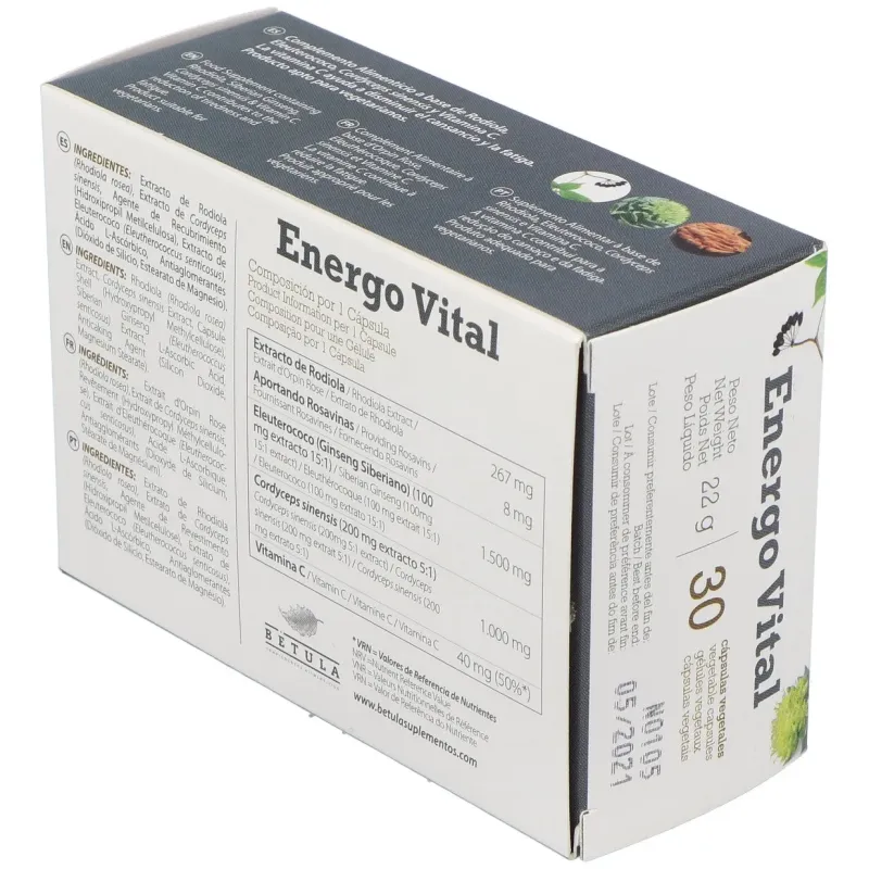 Betula energo vital 30caps | Farmacia Barata