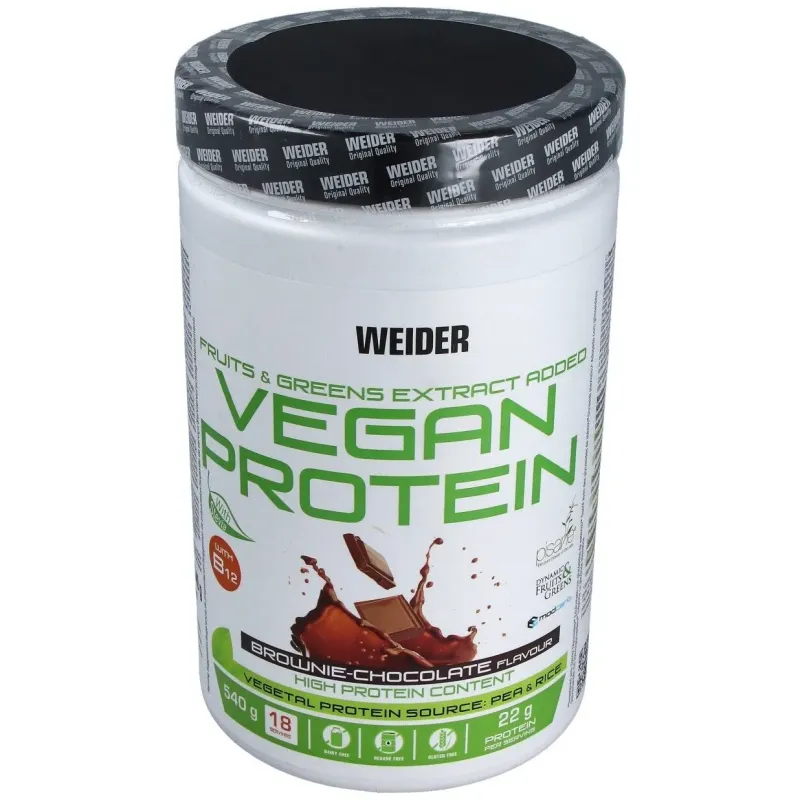 Weider suplemento alimenticio vegan protein chocolate 540g | Farmacia Barata