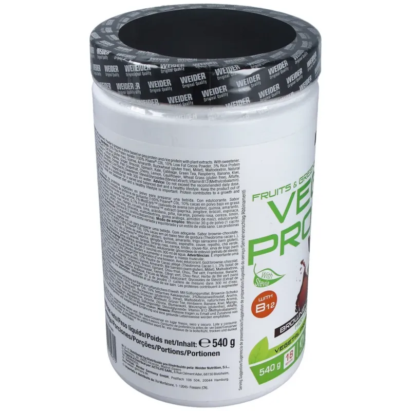 Weider suplemento alimenticio vegan protein chocolate 540g | Farmacia Barata