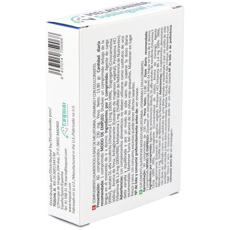Melatonina 1mg. 60comp.sublinguales | Farmacia Barata