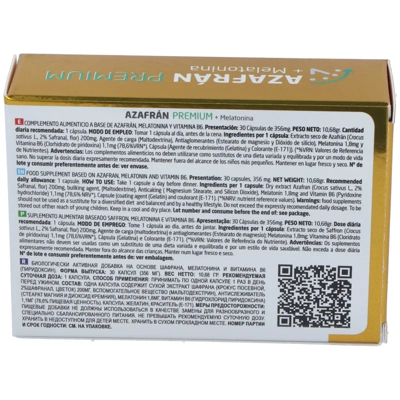 Tequial azafran premium + melatonina 30caps | Farmacia Barata