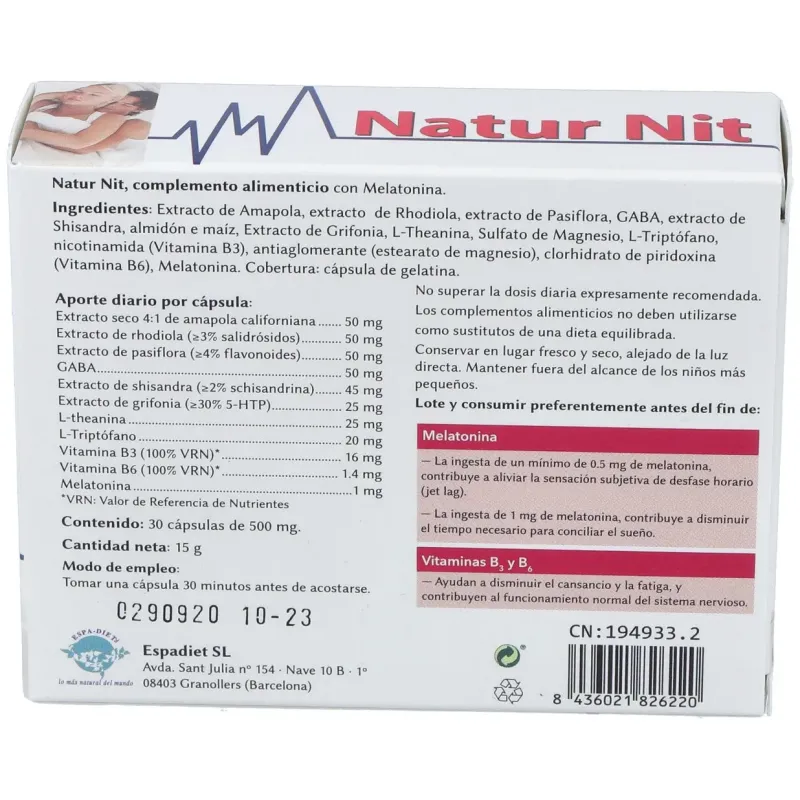 Espadiet natur nit 30caps | Farmacia Barata