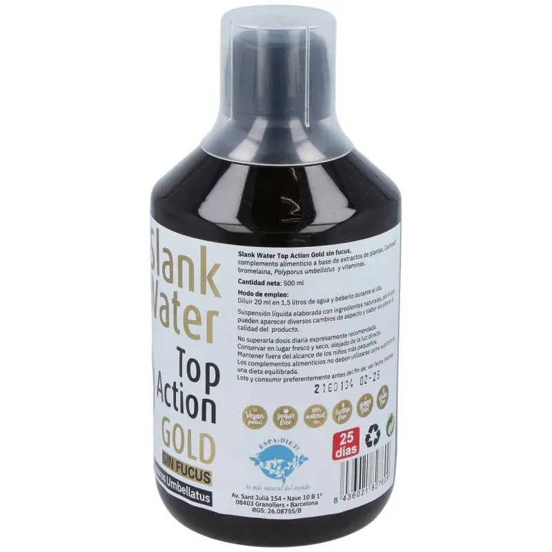 Slank water top action gold sin fucus 500ml. | Farmacia Barata