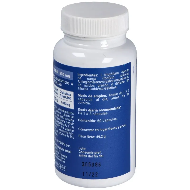 L-triptofano 500mg. 60cap. | Farmacia Barata