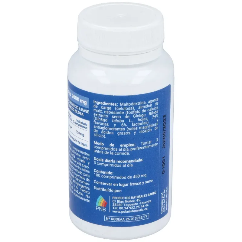 Polaris ginkgo biloba 2000mg 100comp | Farmacia Barata