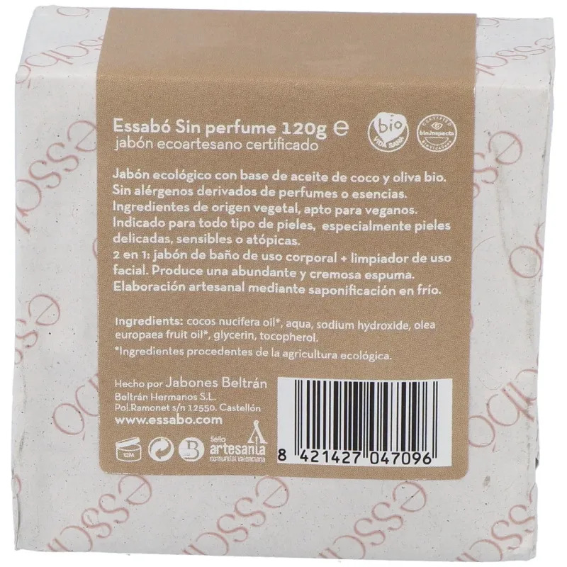 Essabo jabon sin perfume ecologico 120gr. | Farmacia Barata