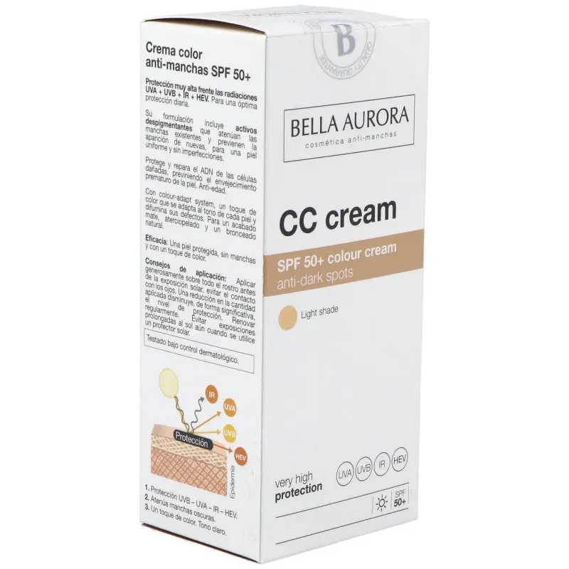 Bella aurora cc cream crema color anti-manchas spf50+ tono claro 30ml | Farmacia Barata Bella aurora cc cream crema color anti-manchas spf50+ tono claro 30ml | Farmacia Barata