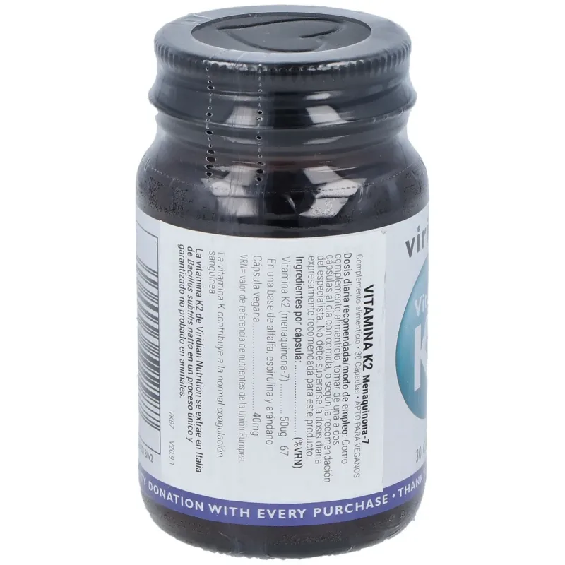 Viridian vitamina k2 50ug 30caps | Farmacia Barata