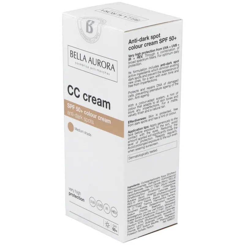 Bella aurora cc cream crema color anti-manchas spf50+ tono medio 30ml | Farmacia Barata Bella aurora cc cream crema color anti-manchas spf50+ tono medio 30ml | Farmacia Barata