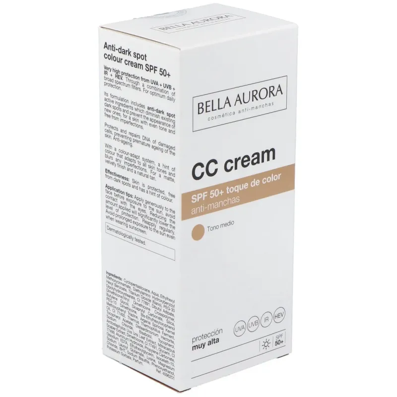 Bella aurora cc cream crema color anti-manchas spf50+ tono medio 30ml | Farmacia Barata Bella aurora cc cream crema color anti-manchas spf50+ tono medio 30ml | Farmacia Barata