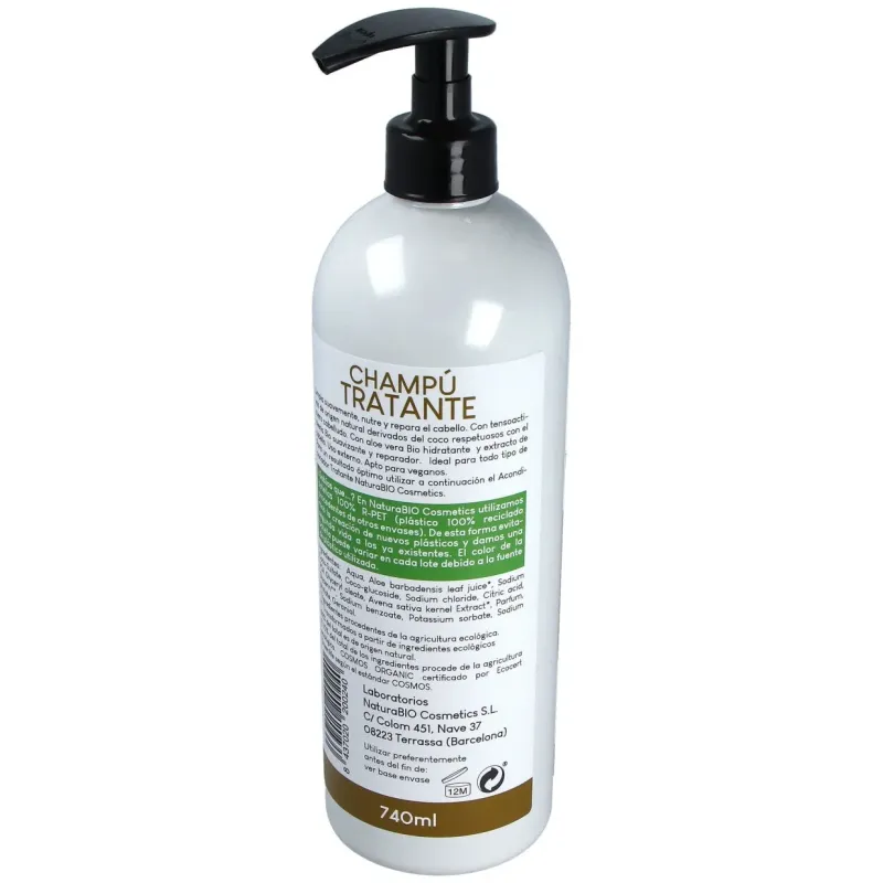 Naturabio cosmetics champú tratante aloe avena bio 740ml | Farmacia Barata