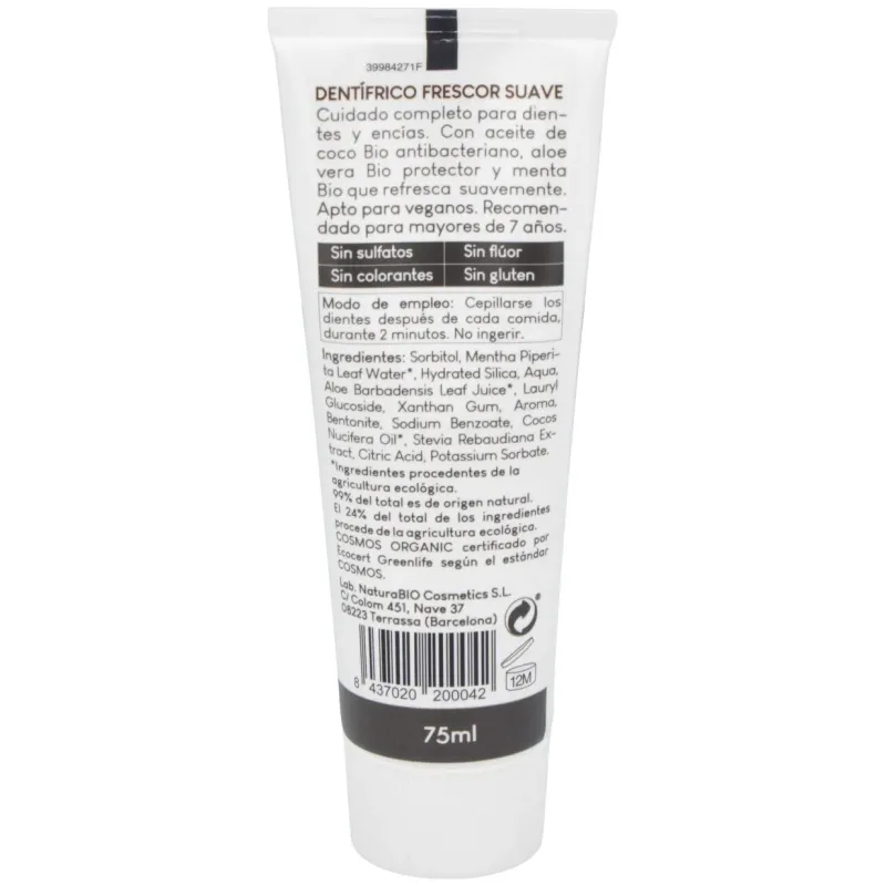 Naturabio cosmetics dentifrico frescor suave 75ml | Farmacia Barata