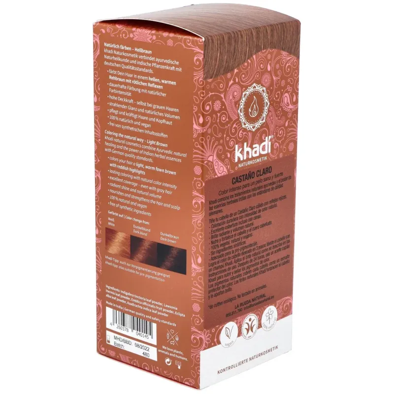 Khadi tinte castaño claro 100% veget 100g | Farmacia Barata