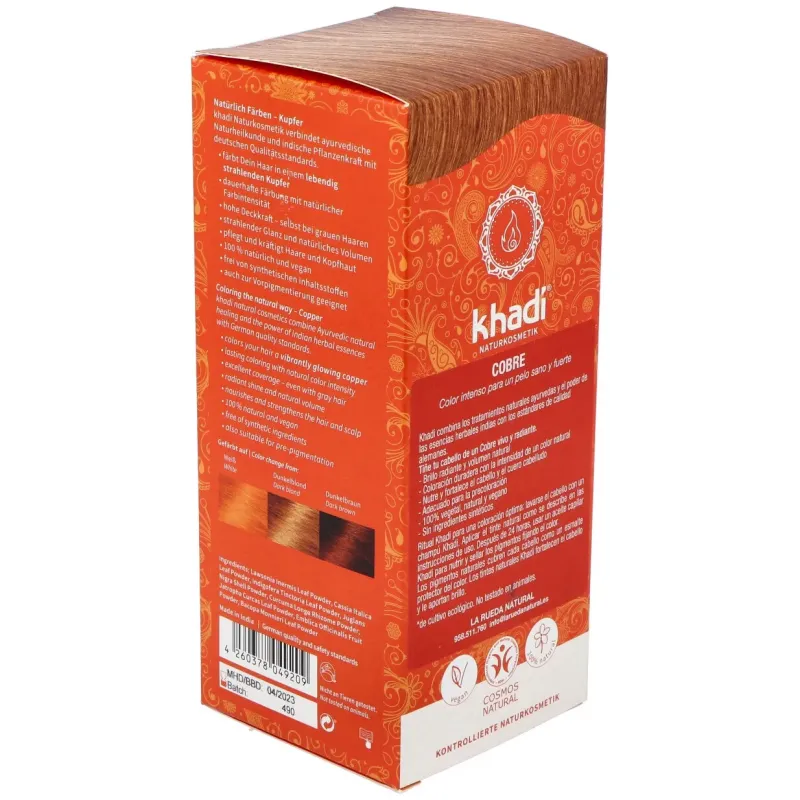 Khadi herbal color cobre brillante rubio y rojizo 100g | Farmacia Barata