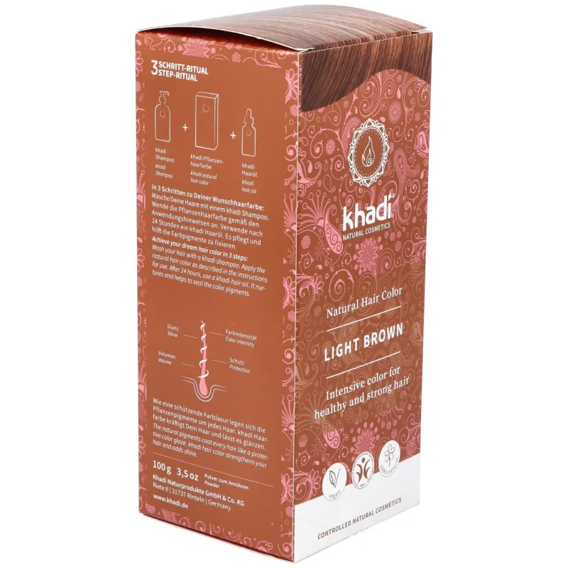 Khadi tinte castaño claro 100% veget 100g | Farmacia Barata