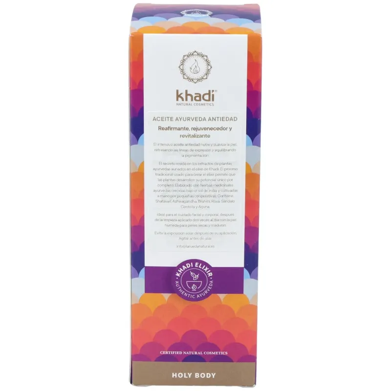 Khadi aceite elixir ayurveda anti edad shatavari 100ml | Farmacia Barata