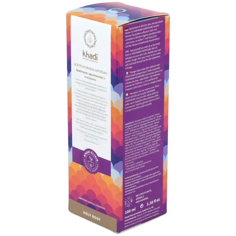 Khadi aceite elixir ayurveda anti edad shatavari 100ml | Farmacia Barata