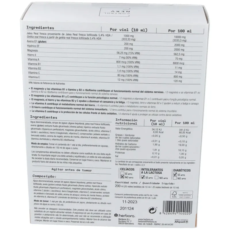 Normonerv jalea real alegría herbora 20 viales | Farmacia Barata Normonerv jalea real alegría herbora 20 viales | Farmacia Barata