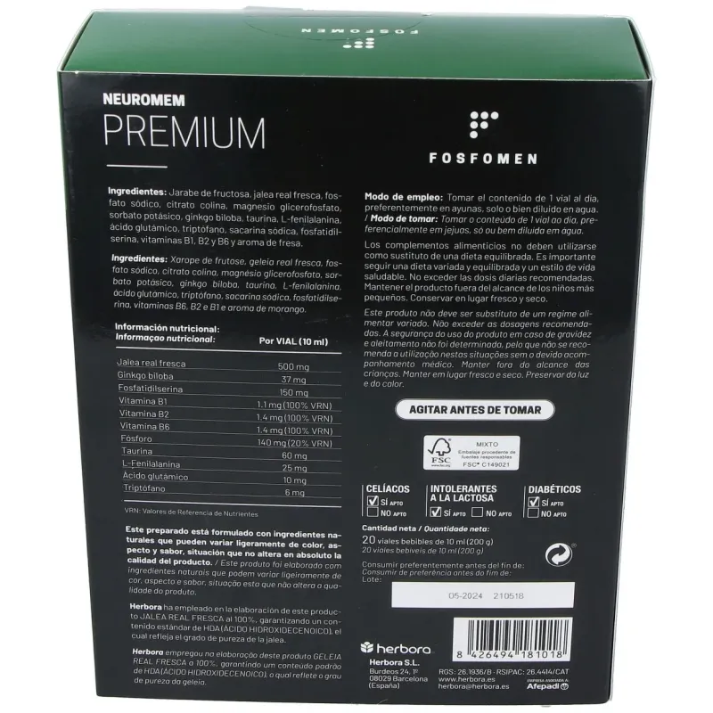 Herbora neuromen premium 20 ampollas | Farmacia Barata Herbora neuromen premium 20 ampollas | Farmacia Barata