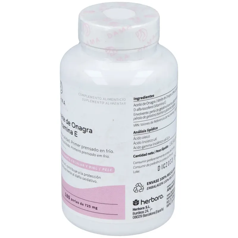 Herbora aceite de onagra y vitamina e 180 perlas | Farmacia Barata