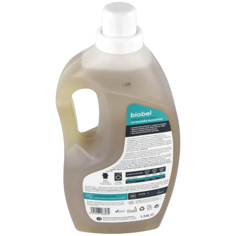 Detergente con jabon natural ropa ecologico 1,5l. | Farmacia Barata