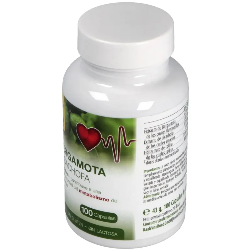 Raab vitalfood bergamota-alcachofa 100caps | Farmacia Barata