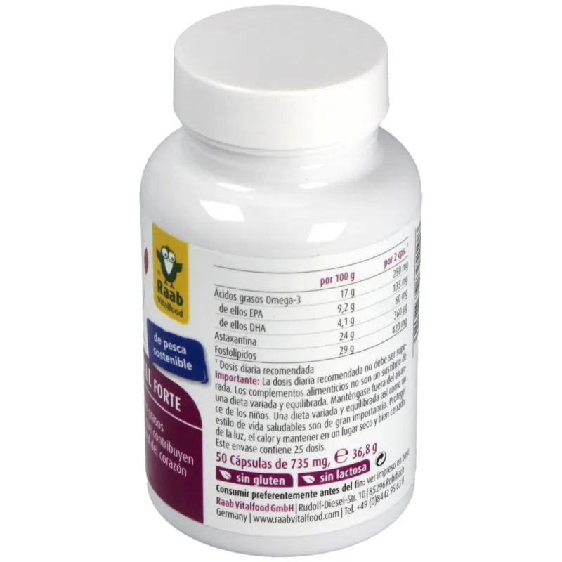 Raab vitalfood aceite krill forte 50caps | Farmacia Barata