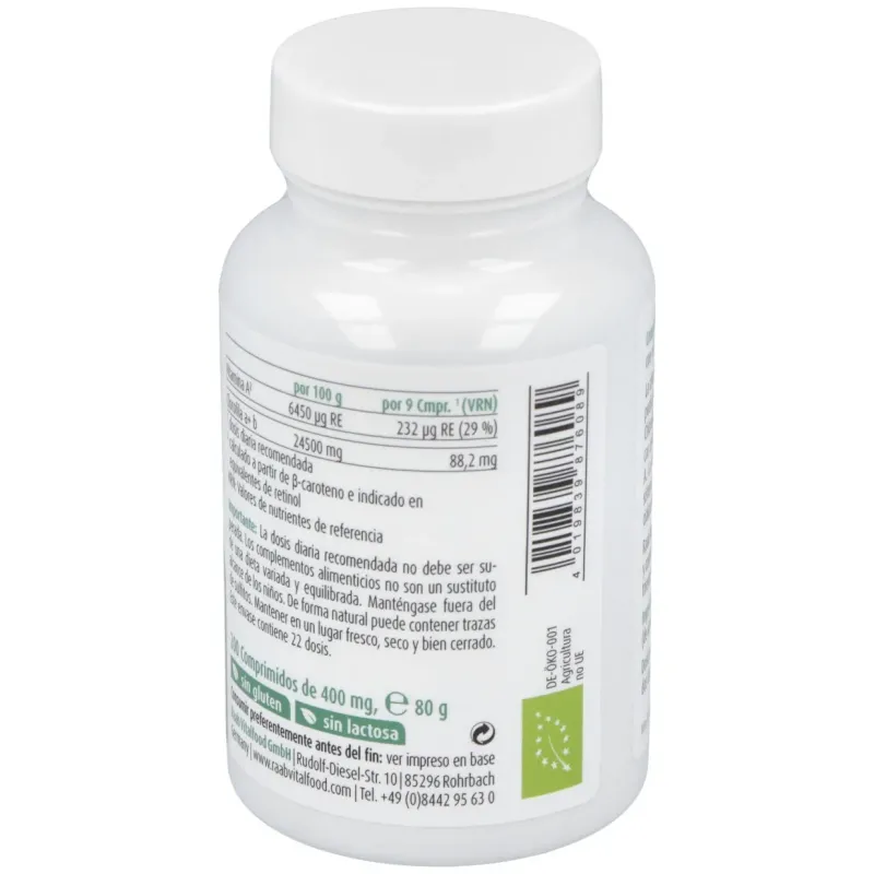 Raab vitalfood chlorella ecológica 200 comp | Farmacia Barata