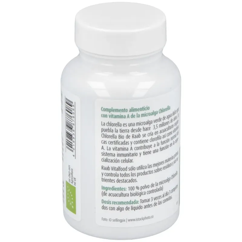 Raab vitalfood chlorella ecológica 200 comp | Farmacia Barata