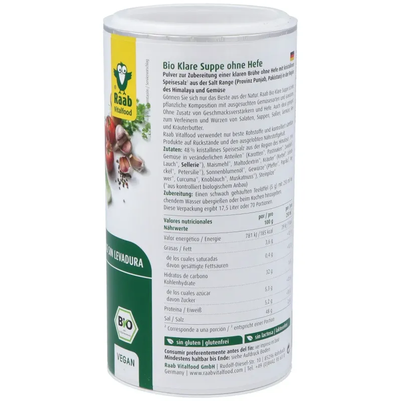 Raab vitalfood caldo de verduras sin levadura bote bio 350g | Farmacia Barata
