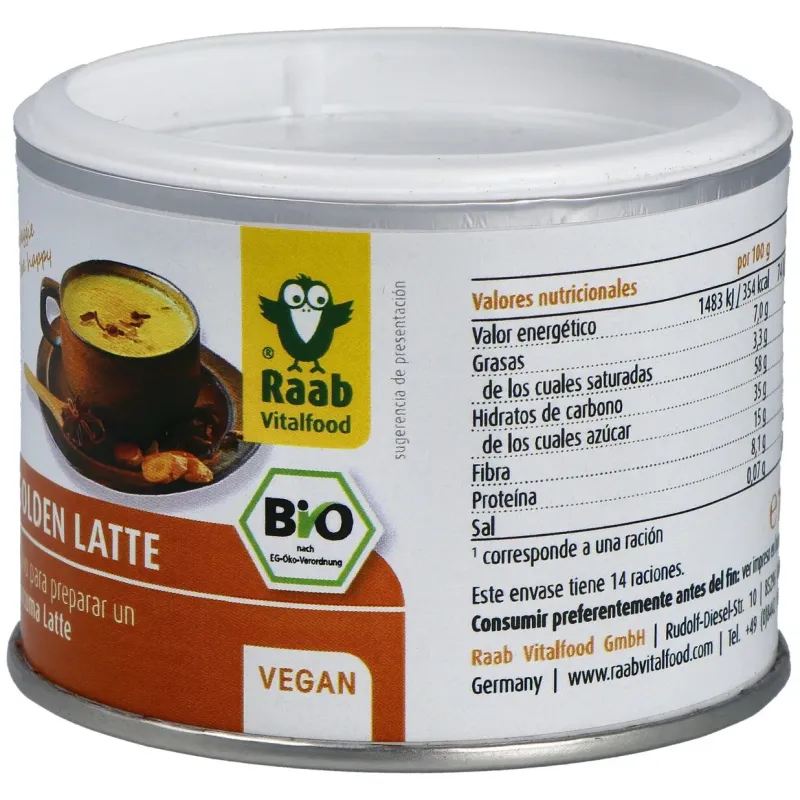 Raab vitalfood golden latte bebida de curcuma en polvo 70g | Farmacia Barata