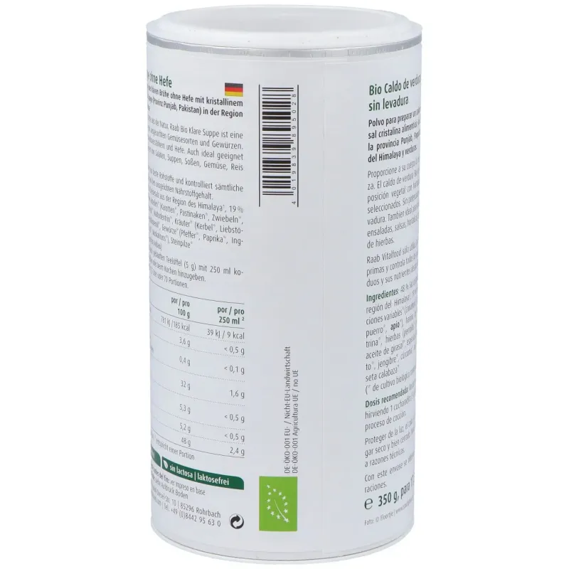 Raab vitalfood caldo de verduras sin levadura bote bio 350g | Farmacia Barata